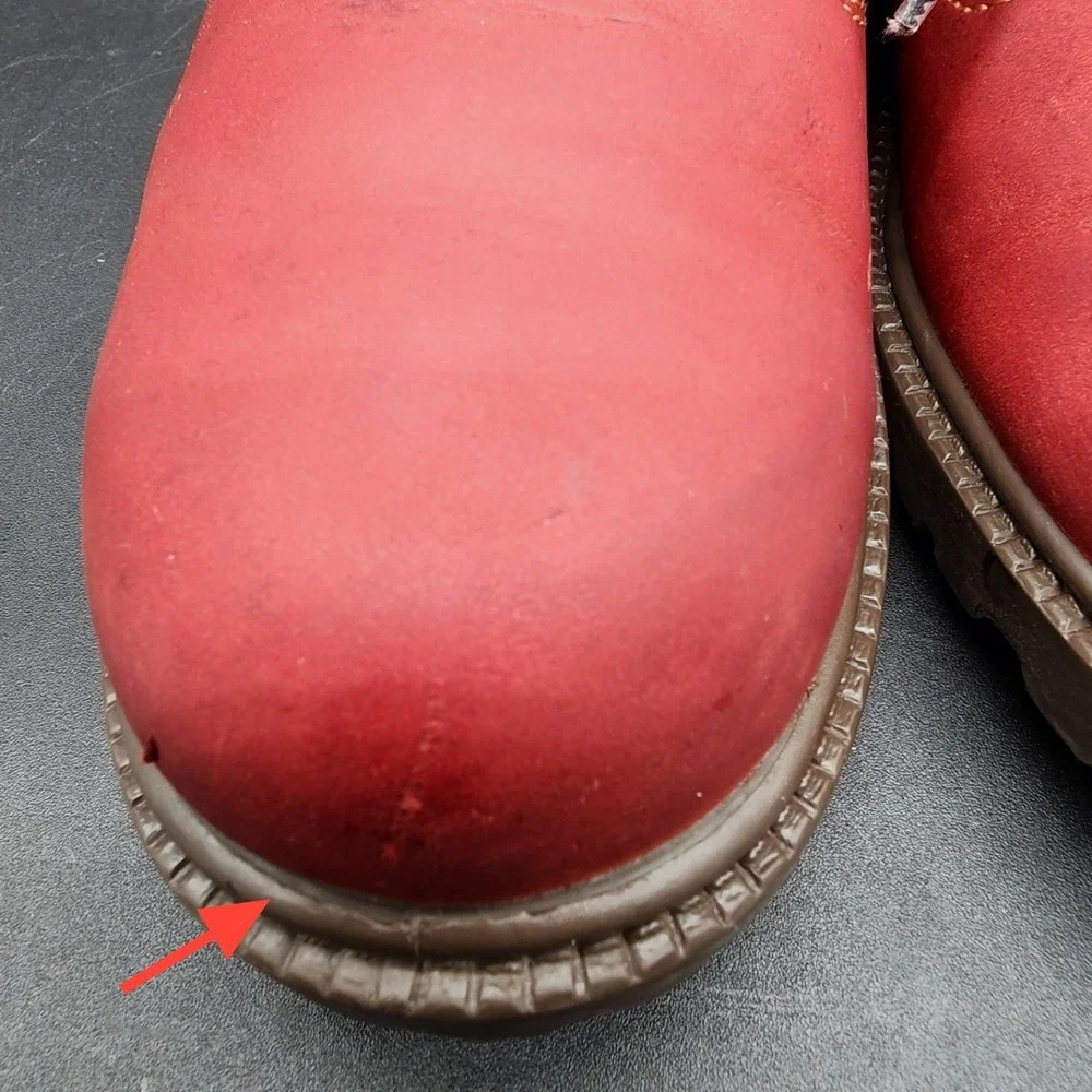 Timberland 8.5M Red Waterproof Leather Ankle Boots Gorpcore Work Streetwear
